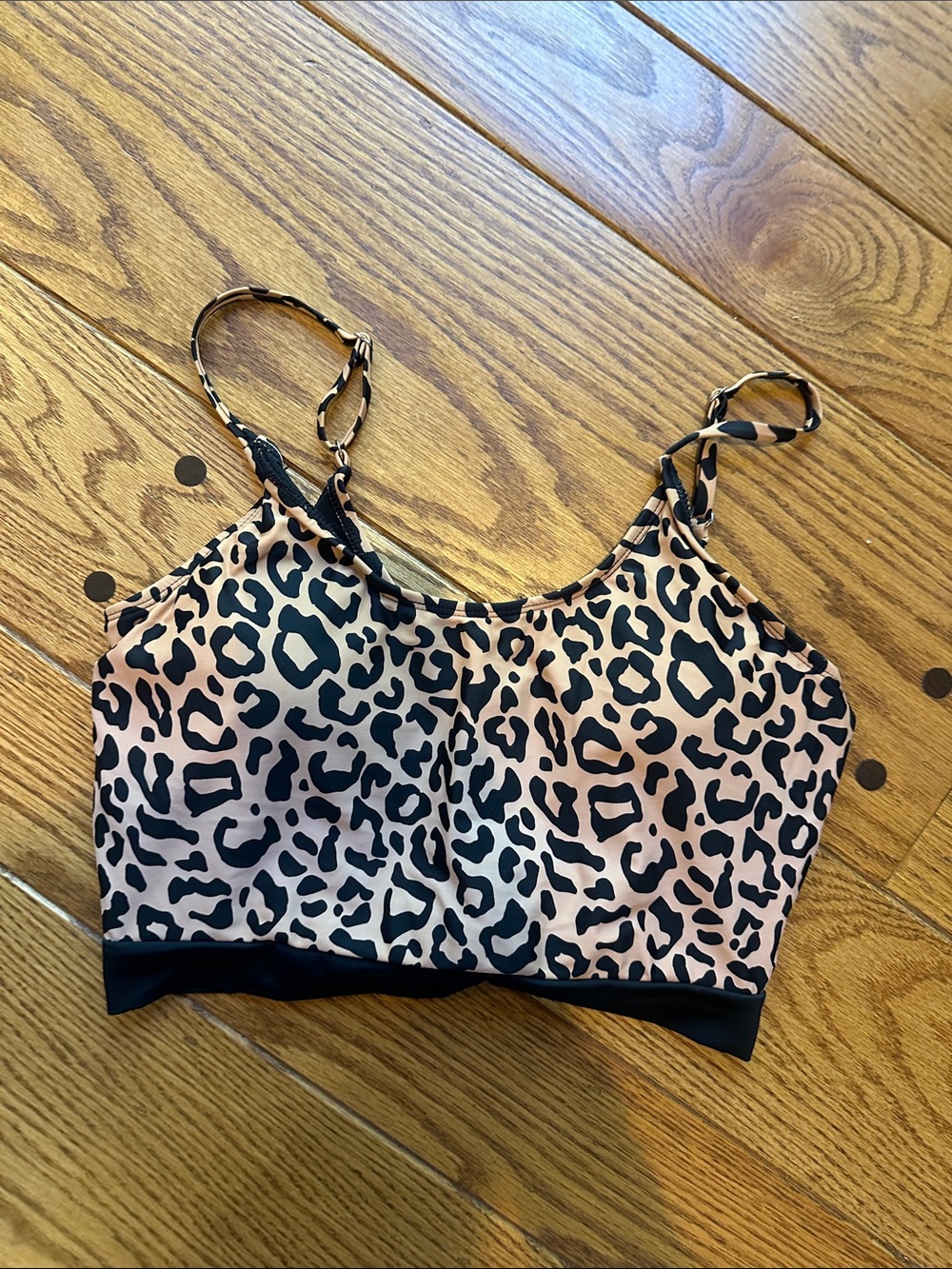 Leopard Print Pink and Black Swim Top - Women's Swim